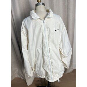 Vtg 90s NIKE Big Swoosh Nylon Windbreaker Sz L White Streetwear